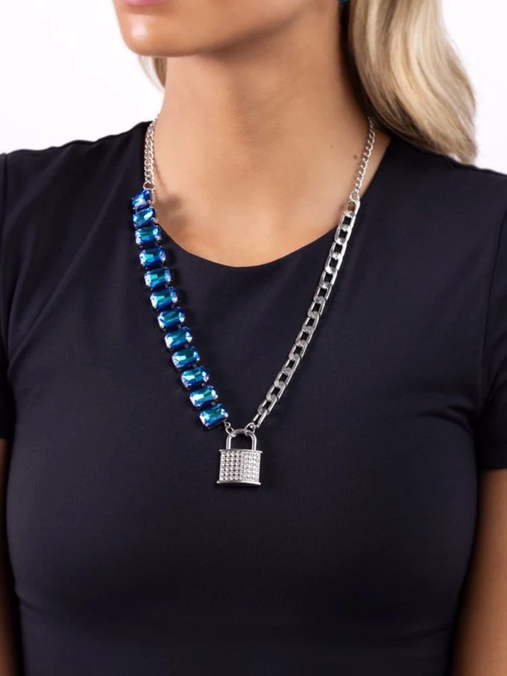 Paparazzi Necklace ~ LOCK and Roll - Blue